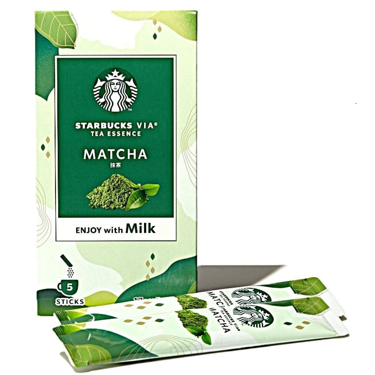 Starbucks VIA Matcha Green Tea Sticks pack shot for convenient home use.