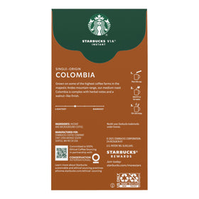 Starbucks VIA Ready Brew Colombia coffee in-pack packaging showcased for storage