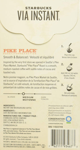 Starbucks VIA Pike Place Roast cup steaming, ideal for busy mornings and on-the-go rituals.