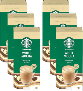 Starbucks White Mocha sachets in premium packaging for at-home café moments