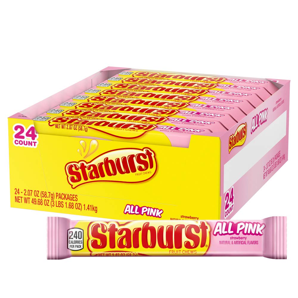 Starburst All Pink bulk pack box showing strawberry flavor for celebrations