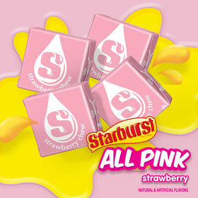Starburst All Pink candies individually wrapped, ideal for sharing