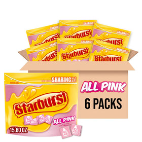 Starburst All Pink bulk pack front view with six resealable bags for easy sharing at parties