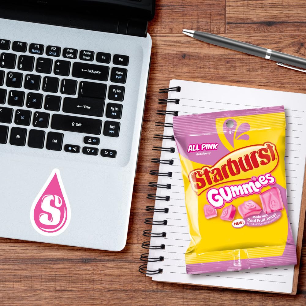 Starburst All Pink Gummies soft chewy texture enhances strawberry flavor.