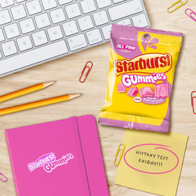 Starburst All Pink Gummies bright pink color highlights a fruity strawberry treat.