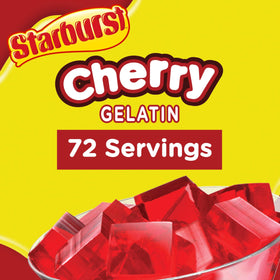 Starburst Gelatin Cherry mixing scene with dissolve and stir for fruity dessert base