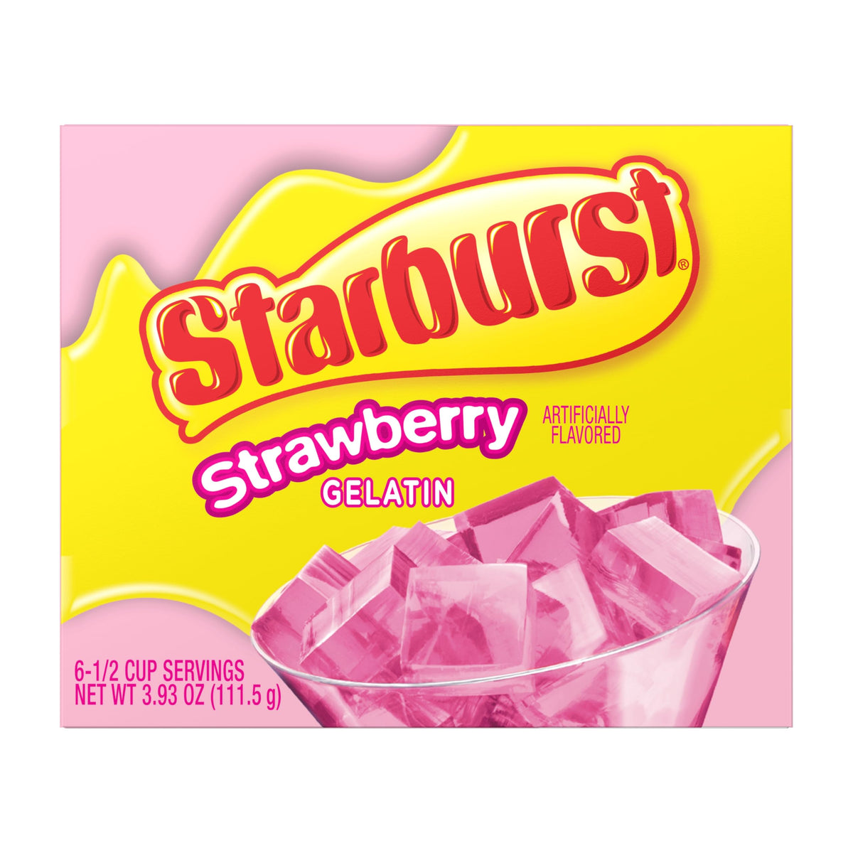 Starburst Gelatin Cherry Treats bring bold color to party desserts.