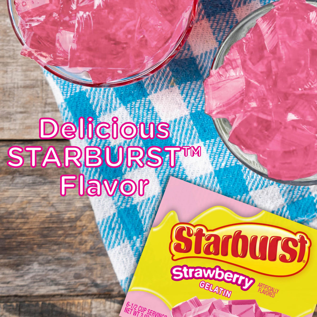 Chilled Starburst Gelatin sets firmly for easy molds and portions