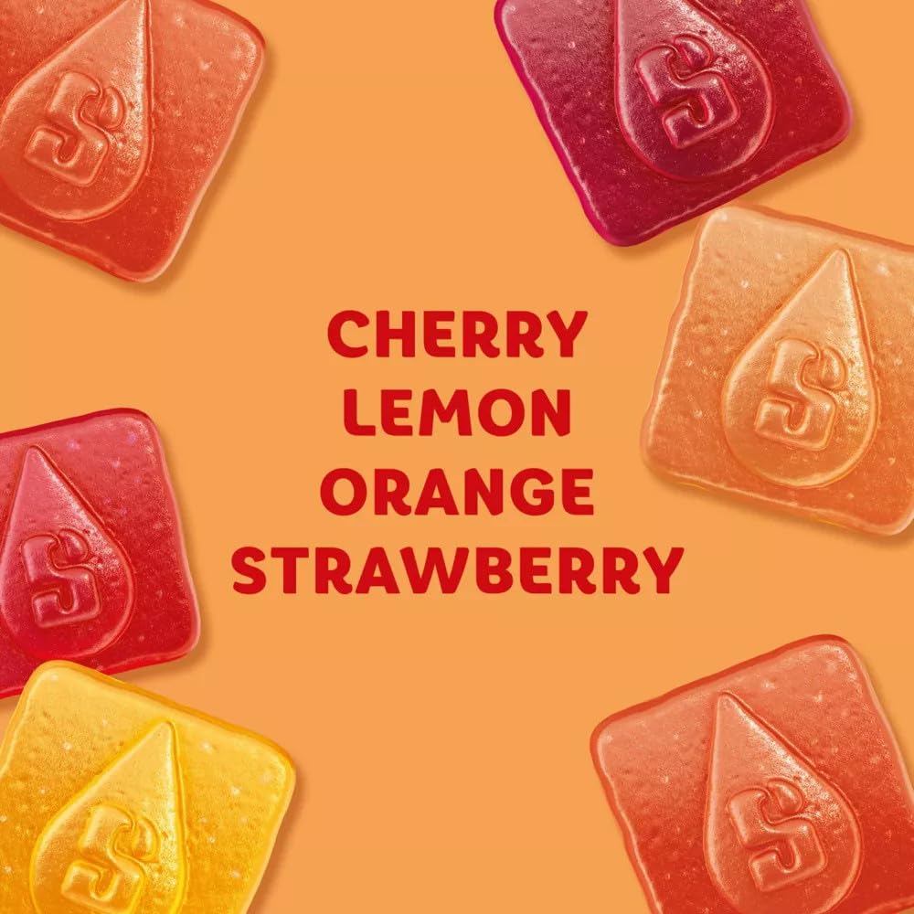 Starburst Goodies cherry close-up, low sugar indulgence for on-the-go.