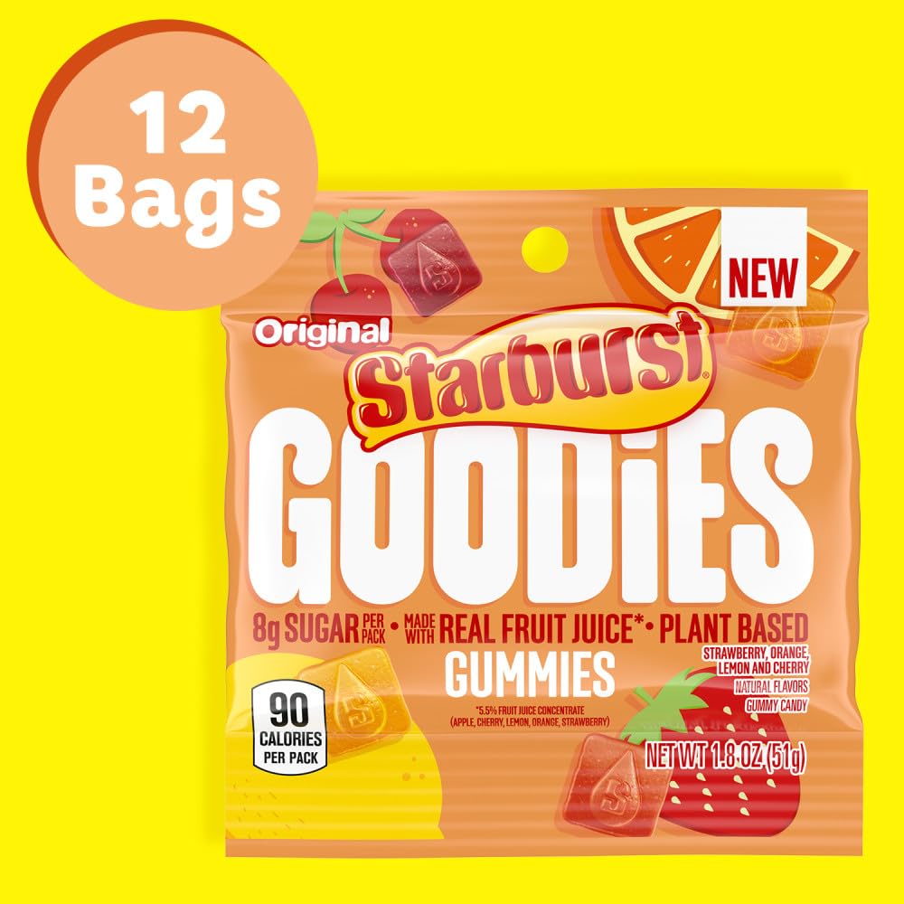 Starburst Goodies lemon close-up, gluten-free and allergen-free option.