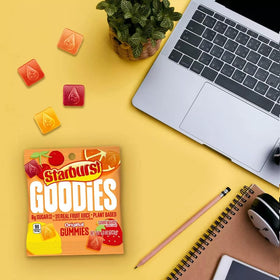 Starburst Goodies orange close-up, fruit-forward flavor in every bite.
