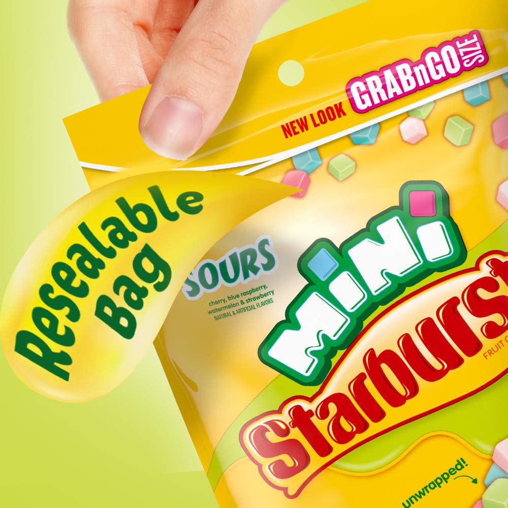 STARBURST Minis Sours eight-pack bags for bulk sharing at events.