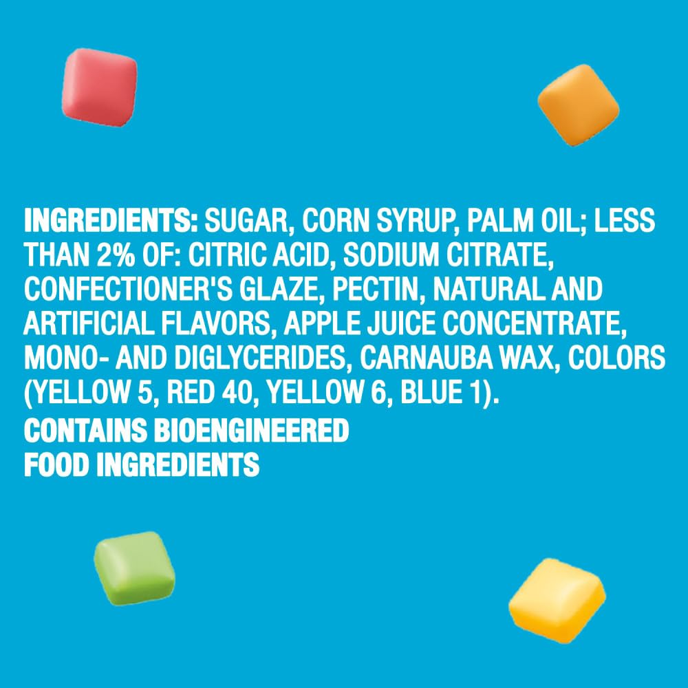 Starburst Minis Tropical Sunset flavors include mango melon, pineapple orange, watermelon, kiwi.