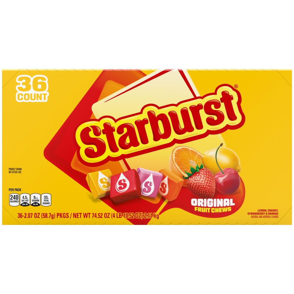 Starburst Original Fruit Chews single 2.07 oz packs for on-the-go snacking and sharing.