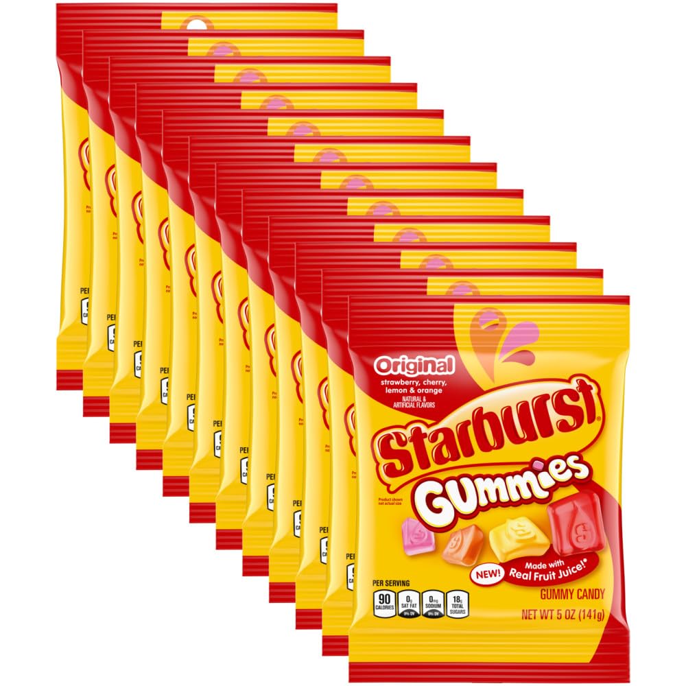 Starburst Original Gummies bulk box front view, ideal for sharing at parties.