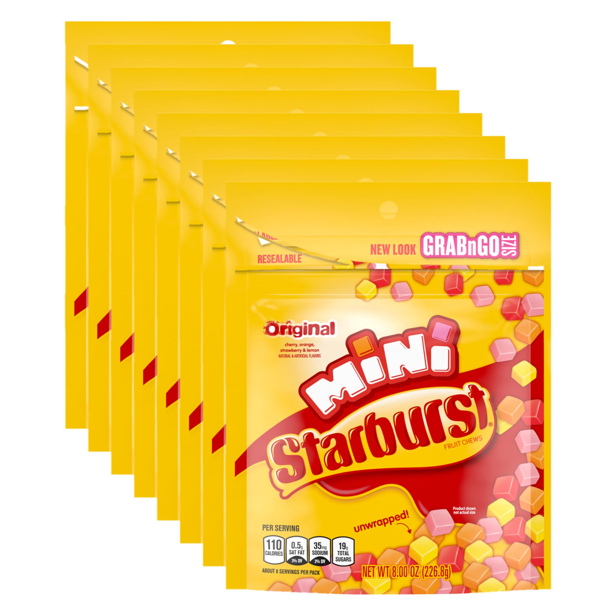 STARBURST Original Minis bulk pack with eight 8-ounce bags for easy sharing.