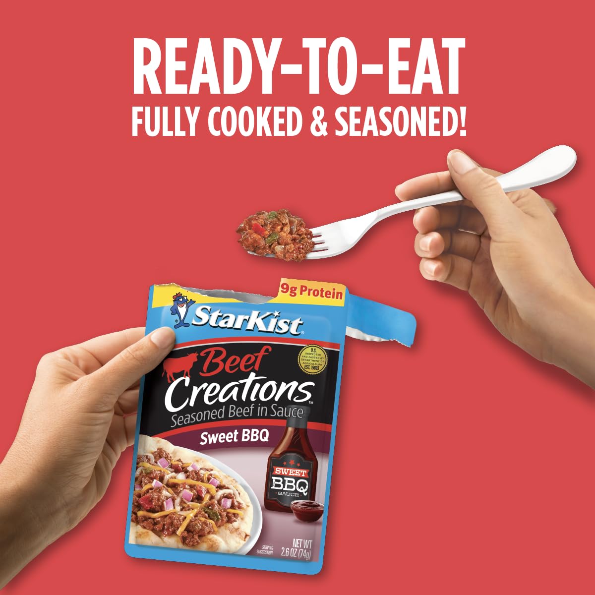 StarKist Beef Creations Sweet BBQ serving on bread highlights flavor boost