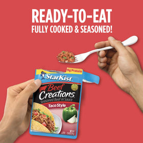 StarKist Beef Creations Taco Style on a taco plate with flavorful fillings