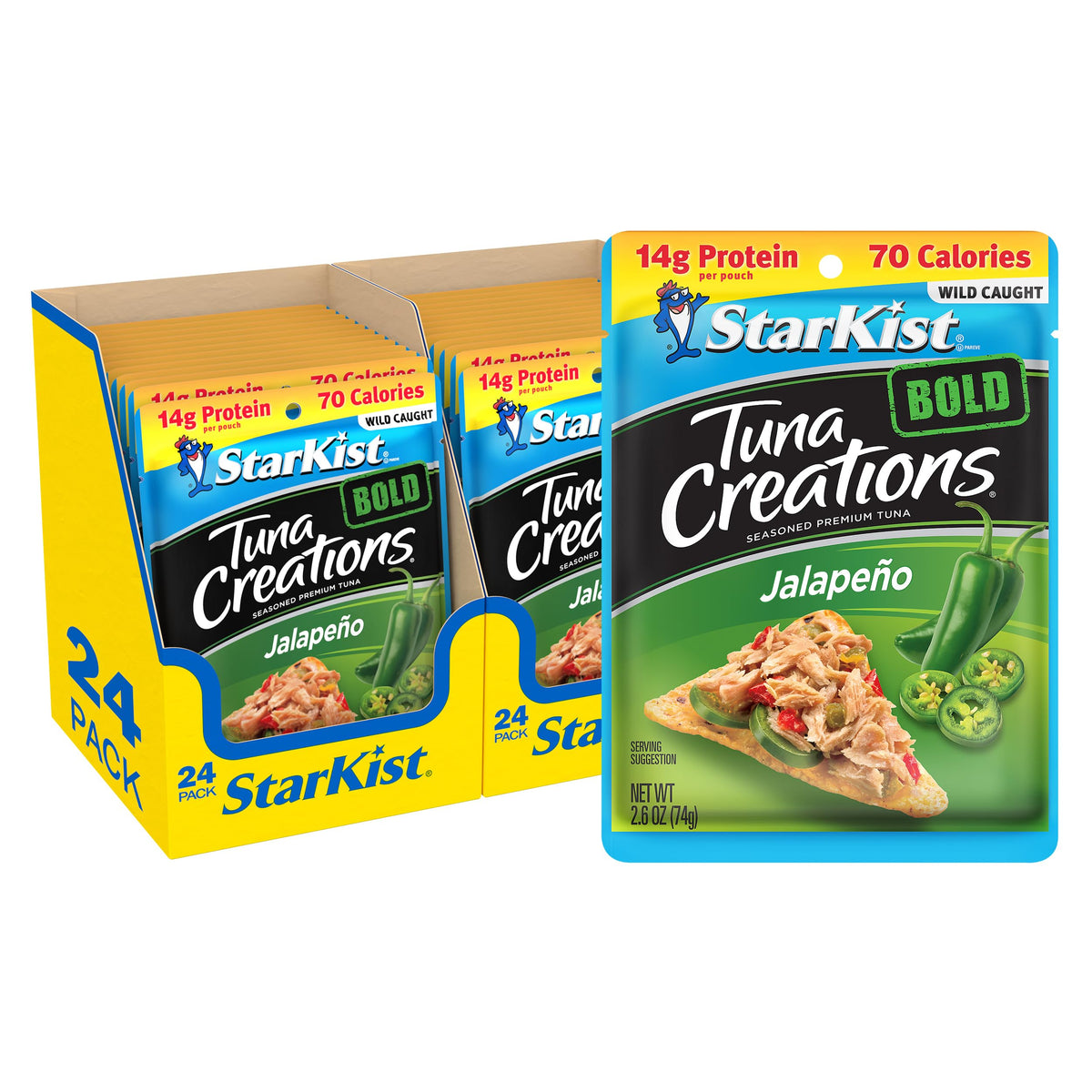 StarKist Tuna Creations Bold Jalapeño pouch front view for on-the-go protein.