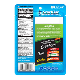 Open StarKist Bold Jalapeño tuna pouch ready to enjoy now.