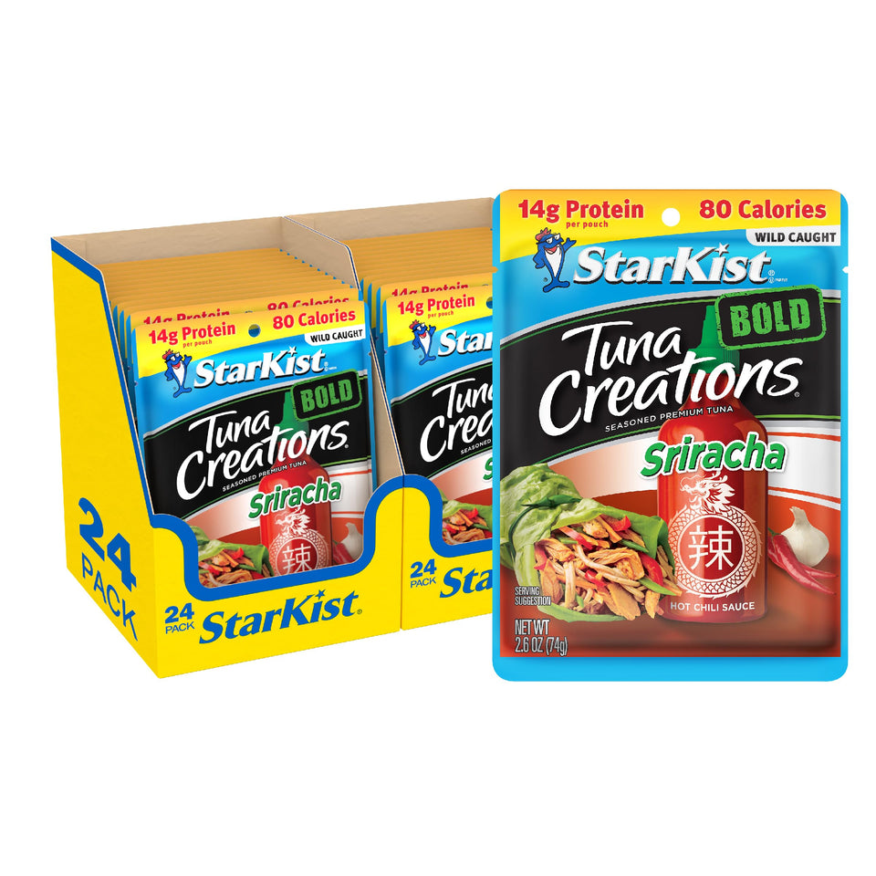 StarKist Bold Sriracha tuna pouch front showing ready-to-eat protein on the go