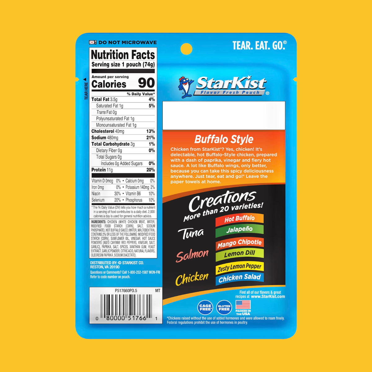 Bold Buffalo Style pouch topping a salad for extra protein and flavor.