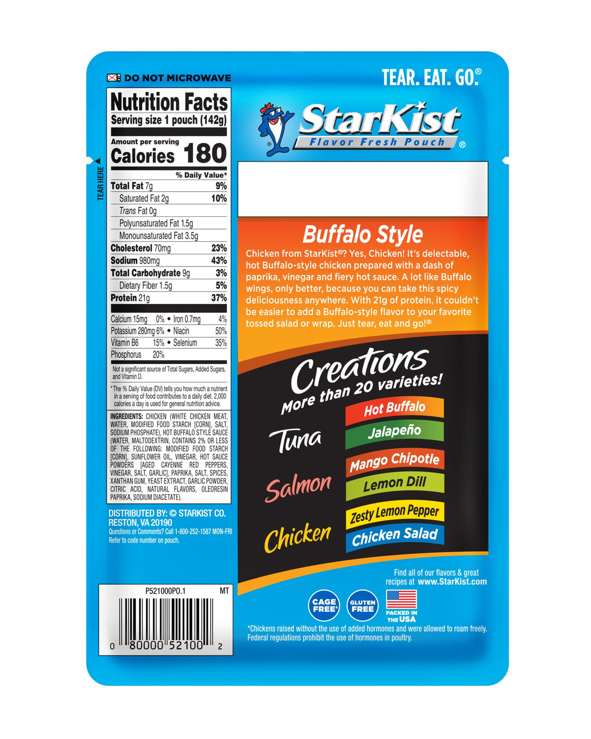StarKist Buffalo chicken pouch atop salad highlighting easy topping for quick meals