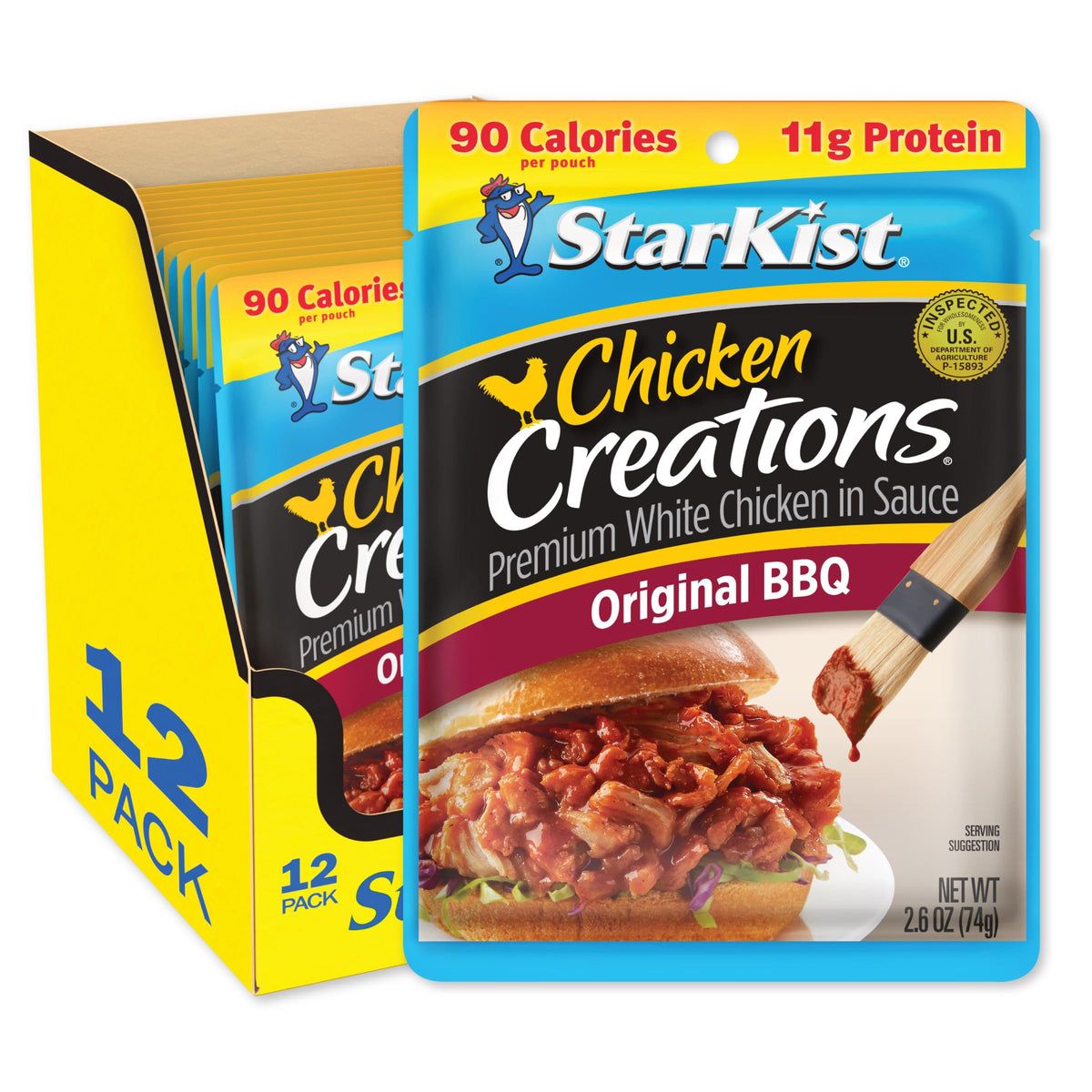 StarKist Chicken Creations Original BBQ pouch 12-pack for quick, protein-packed meals.