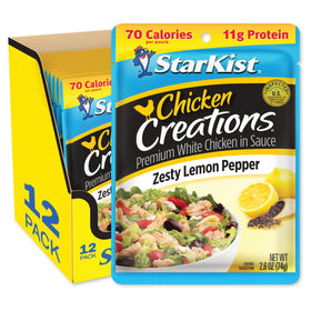 StarKist Chicken Creations Zesty Lemon Pepper pouch, ready-to-eat protein for on-the-go lunches.