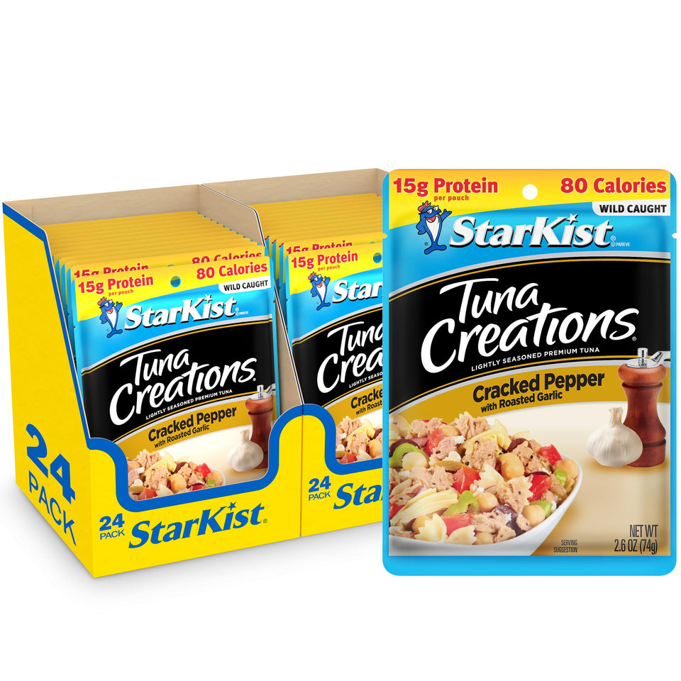 StarKist Cracked Pepper with Roasted Garlic pouch ready-to-eat protein for sandwiches.