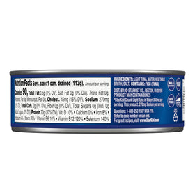 StarKist dolphin safe label on tuna, supporting sustainable sourcing.