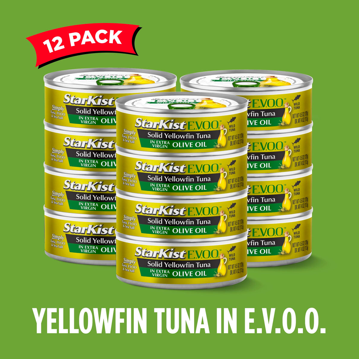 StarKist E.V.O.O. Yellowfin tuna oil pour highlighting olive oil richness