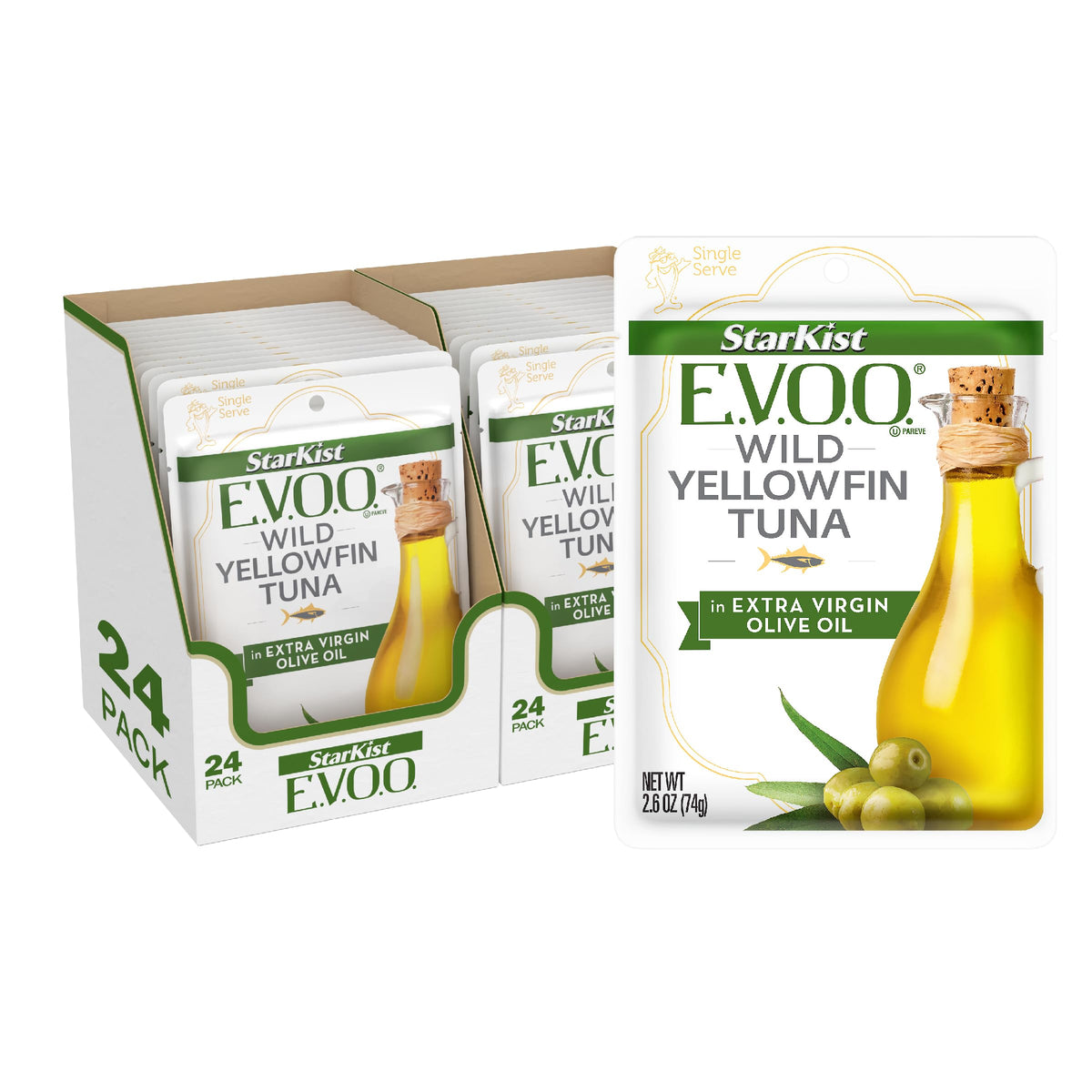 StarKist E.V.O.O. Yellowfin Tuna in olive oil pouch for easy, flavorful protein