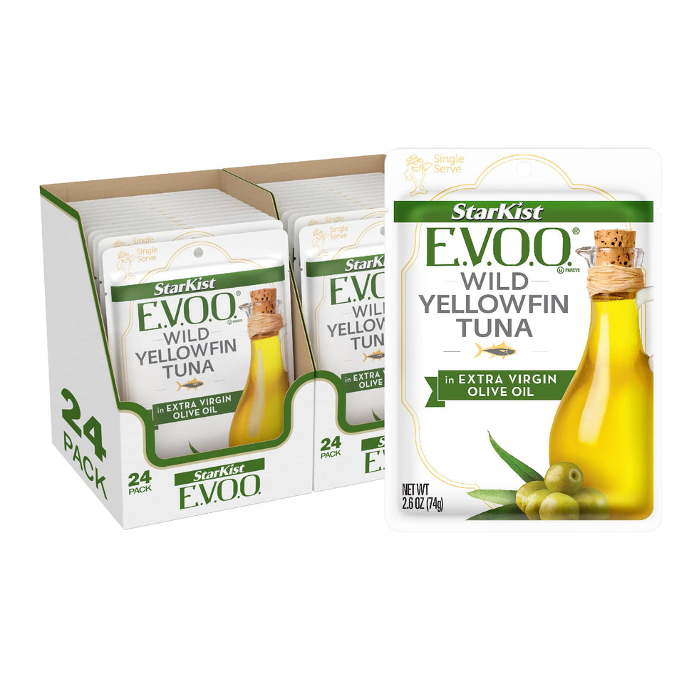 StarKist E.V.O.O. Yellowfin Tuna in olive oil pouch for easy, flavorful protein