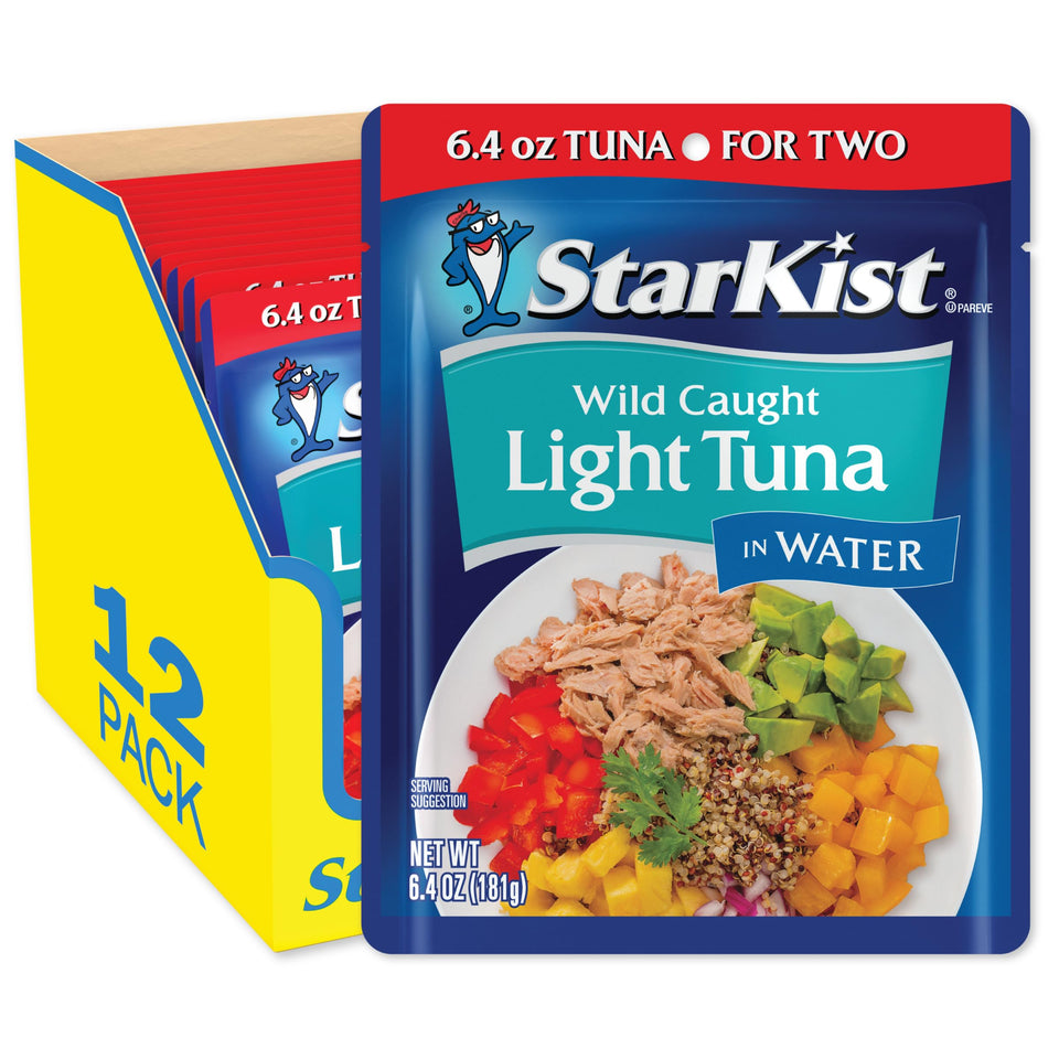 StarKist Light Tuna in Water pouch front view, ready for quick, high-protein meals