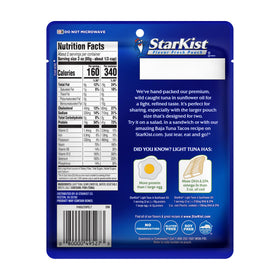 StarKist Light Tuna in Sunflower Oil pouch ready to eat protein for lunches