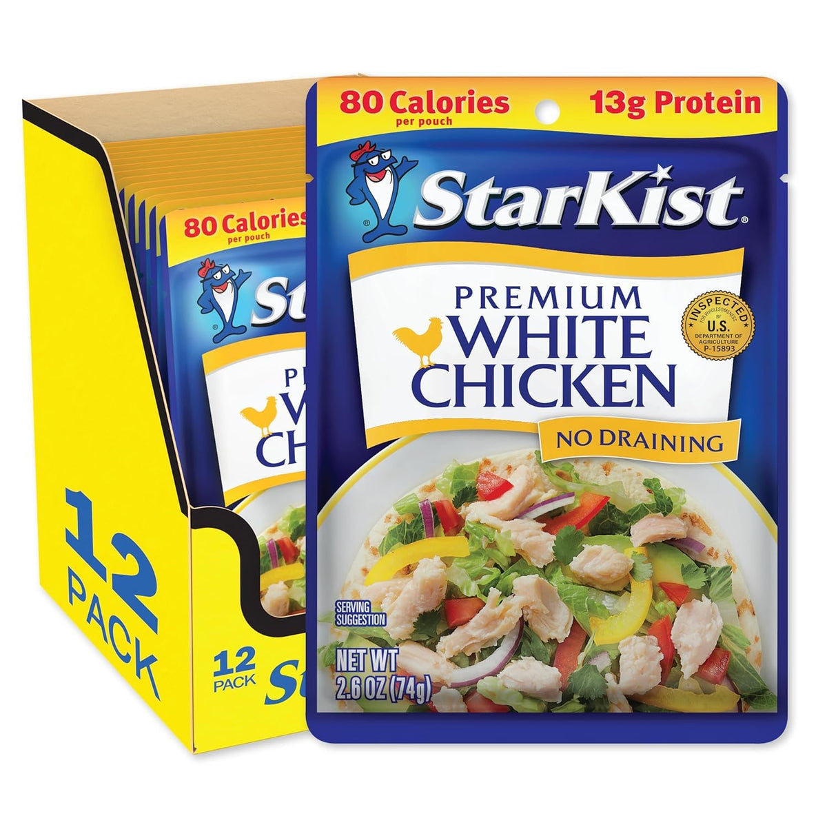 StarKist Premium White Chicken pouch tear-ready for quick meals on the go.