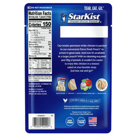 Starkist Premium White Chicken pouch reveals tender white chicken for salads.