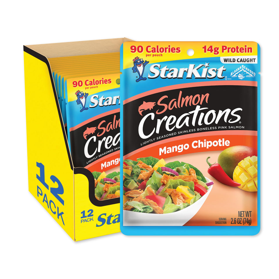 StarKist Salmon Creations Mango Chipotle pouch—ready to eat for quick protein on the go.