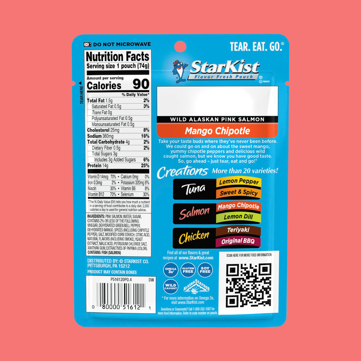 StarKist Salmon Creations Mango Chipotle on salad for a flavorful lunch.