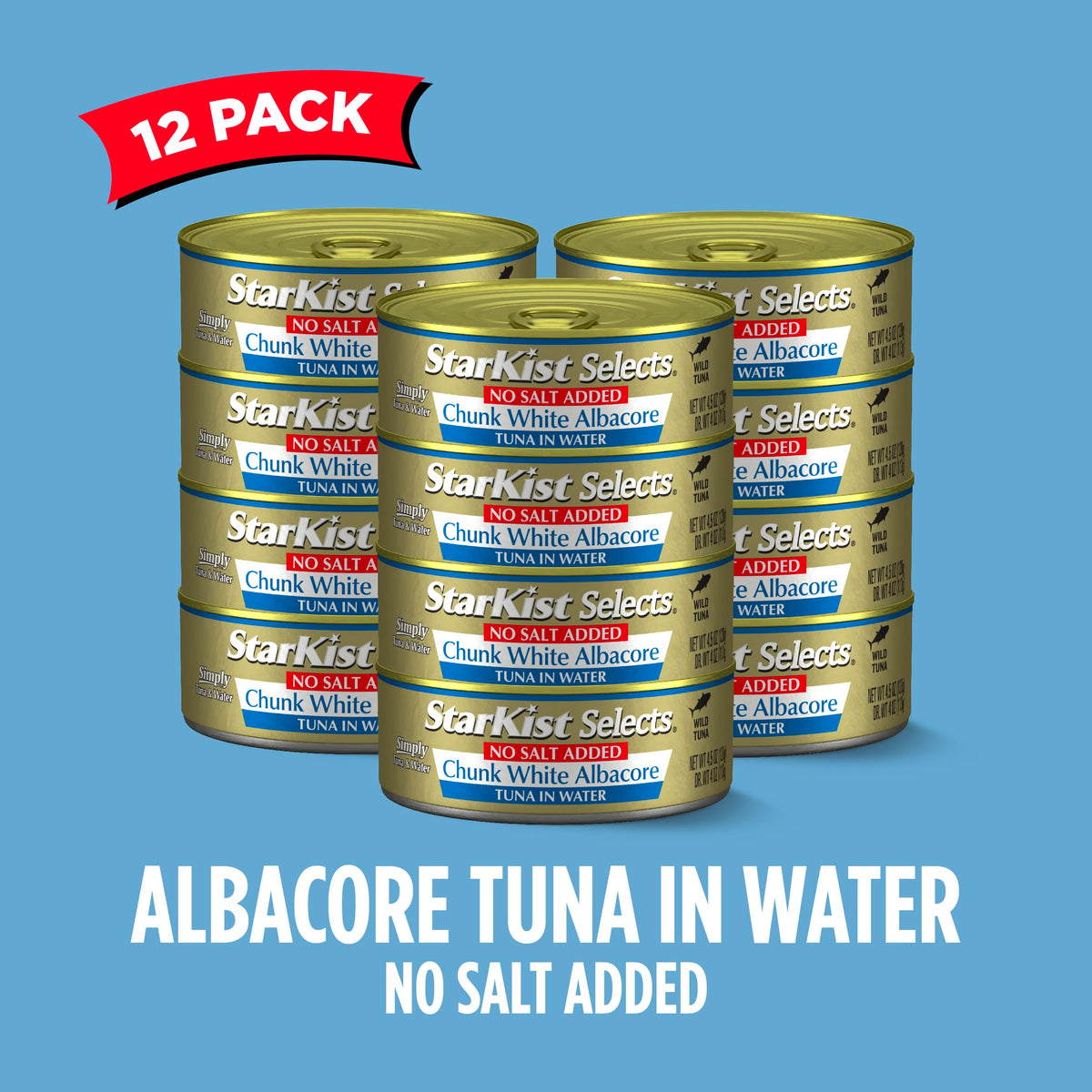 StarKist Selects no salt added tuna in water, mild flavor ideal for salads.