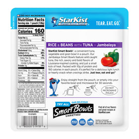 StarKist Smart Bowls Jambalaya ingredients highlight brown rice and kidney beans