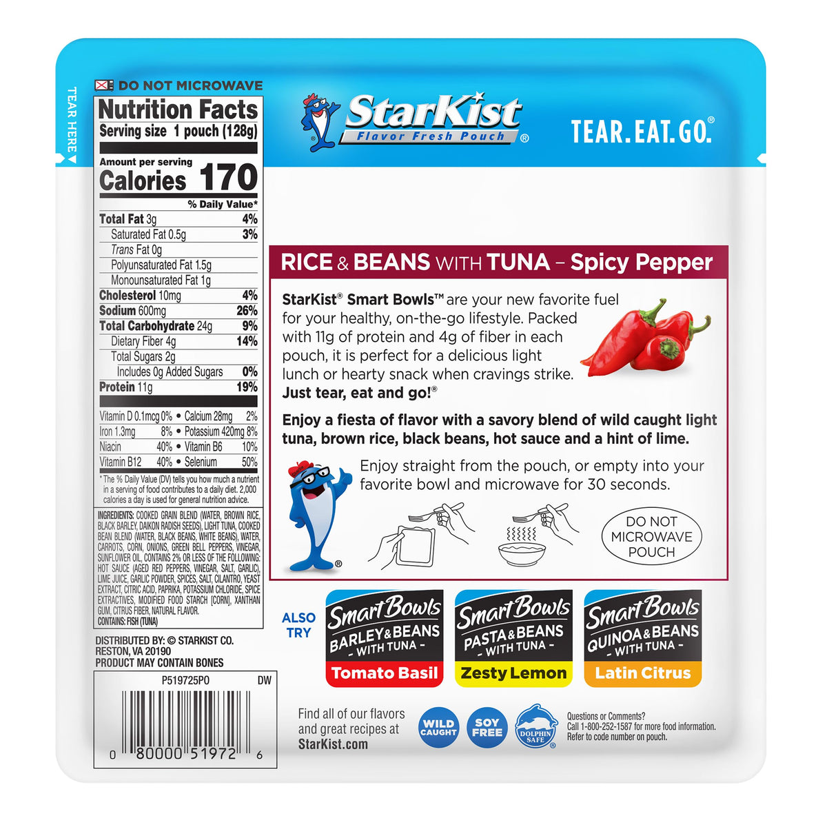 StarKist Smart Bowls Spicy Pepper ingredients highlighted for a wholesome option.