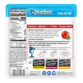 StarKist Smart Bowls Tomato Basil pouch close-up displays protein-packed tuna texture.