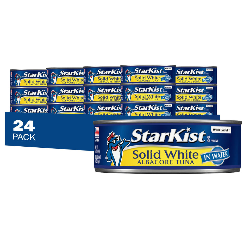 StarKist Solid White Albacore Tuna in Water can with a solid fillet for quick salads.