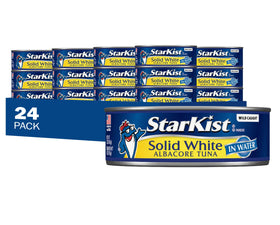 StarKist solid white albacore tuna in water can on shelf with premium packaging.