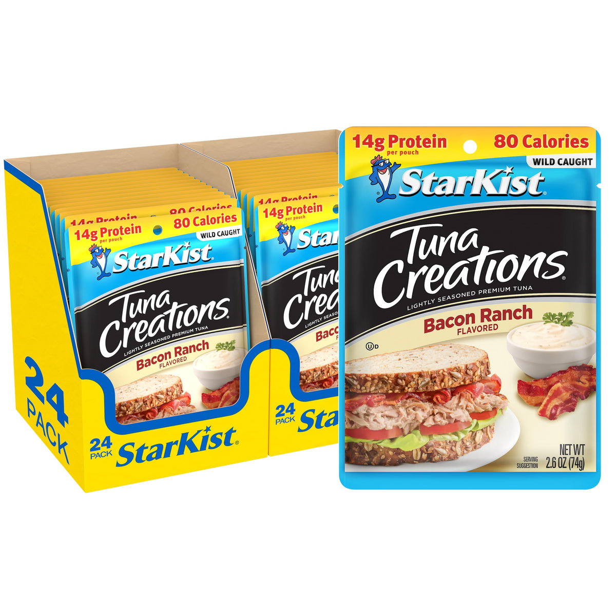 StarKist Tuna Creations Bacon Ranch pouch front view, ready-to-eat protein.