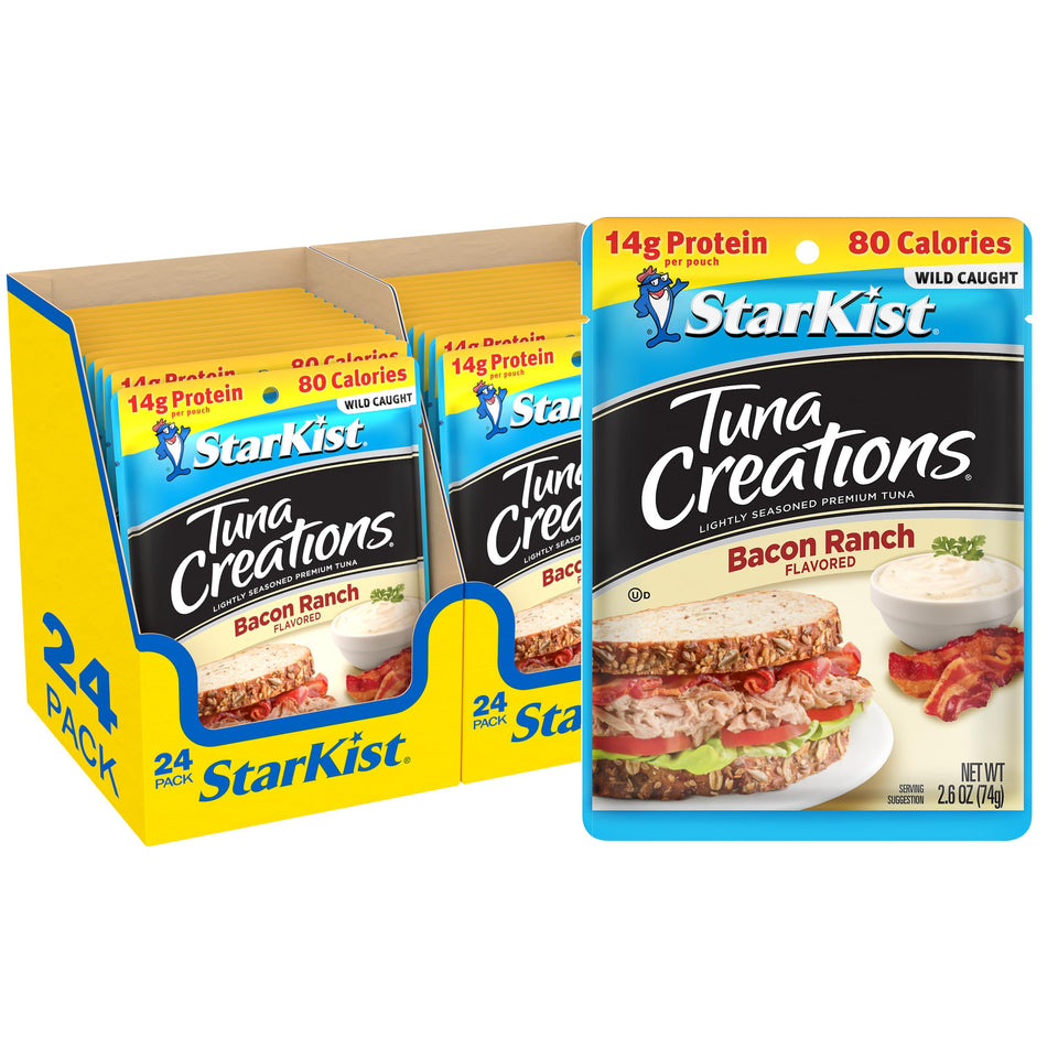 StarKist Tuna Creations Bacon Ranch pouch front view, ready-to-eat protein.