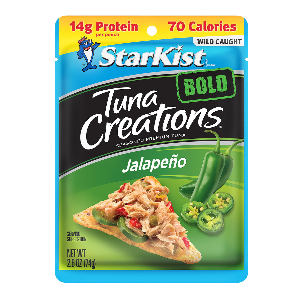 StarKist Tuna Creations Bold Jalapeño pouch opened for easy on-the-go snacking