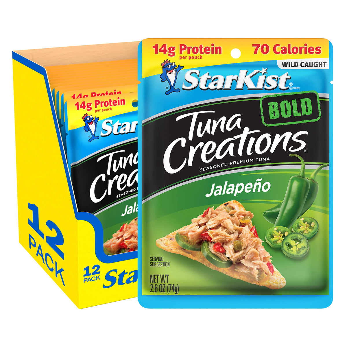 StarKist Tuna Creations Bold Jalapeño pouch packaging shows convenient, ready-to-eat seafood for busy days